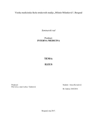 Ileus: uzroci, simptomi, dijagnoza i terapija