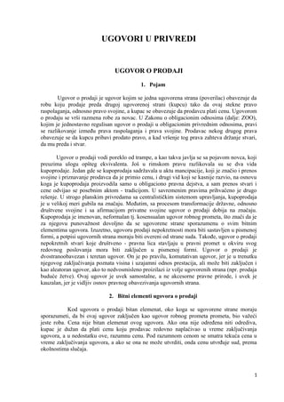 Ugovori u privredi: analiza ugovora o prodaji, posredovanju, zastupanju i komisionu