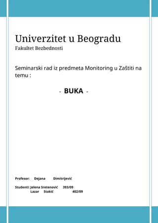 Buka: seminarski rad iz predmeta monitoring u zaštiti
