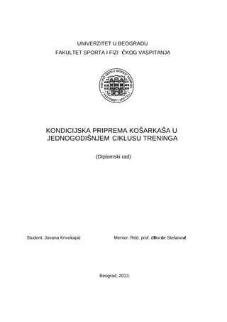 Kondiciona priprema košarkaša u jednogodišnjem ciklusu treninga