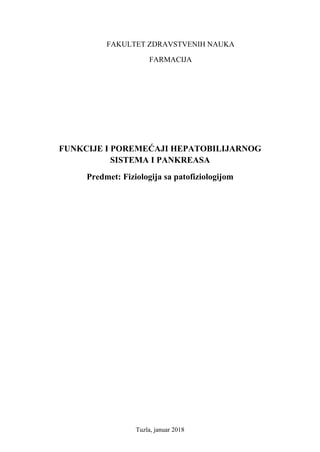 Funkcije i poremećaji hepatobilijarnog sistema i pankreasa