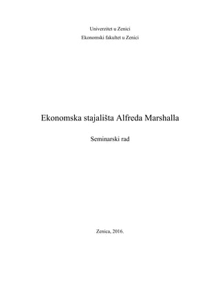 Ekonomska stajališta Alfreda Marshala