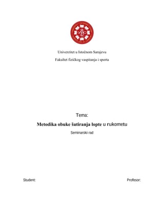 Metodika obuke šutiranja u rukometu