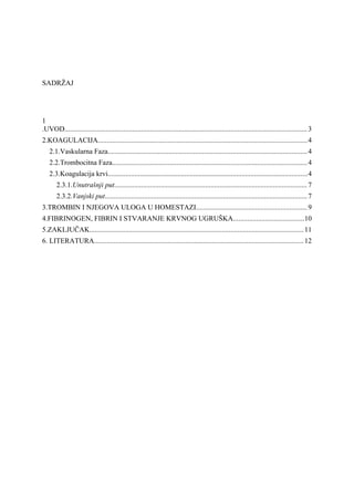 Hemostaza i koagulacija krvi: faktori i procesi