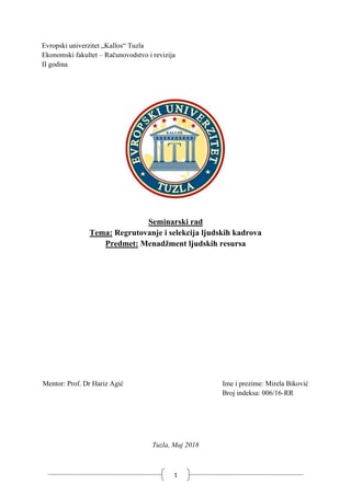 Regrutovanje i selekcija ljudskih kadrova