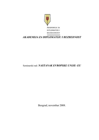 Nastanak Evropske Unije