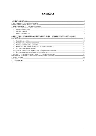 Utjecaj kulture i subkulture na ponašanje potrošača