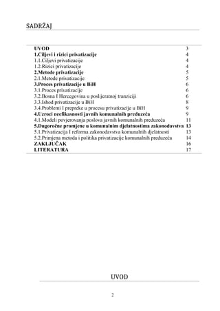 Proces privatizacije javnih komunalnih preduzeća