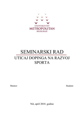 Uticaj dopinga na razvoj sporta