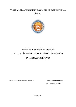 Visefunkcionalnost i seosko preduzetništvo