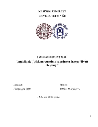 Upravljanje ljudskim resursima na primeru hotela Hajat