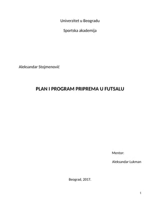 Plan i program priprema u futsalu