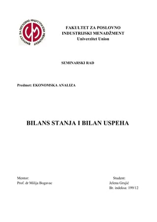 Bilans stanja i bilans uspeha