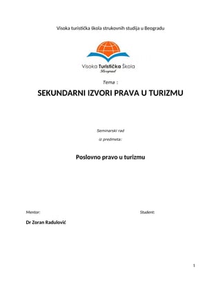 Sekundarni izvori prava u turizmu