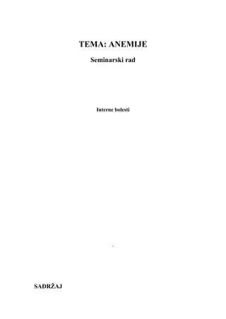 Anemije: seminarski rad