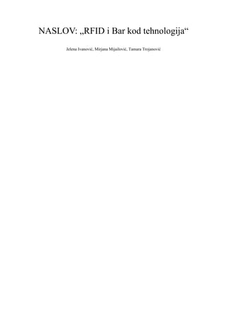 RFID i Bar kod tehnologija