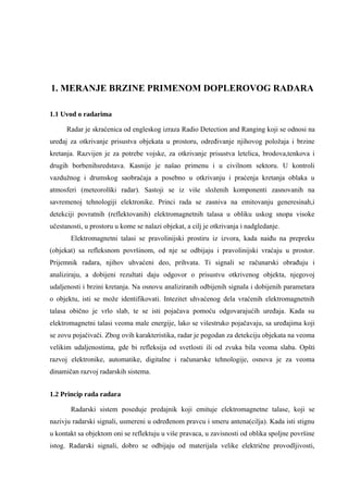 Merenje brzine primenom Doplerovog radara