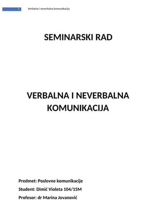 Verbalna i neverbalna komunikacija