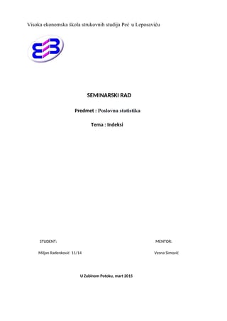 Indeksi u poslovnoj statistici