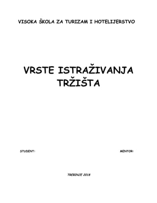 Vrste istraživanja tržista