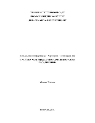 Primena herbicida u šumama i šumskim rasadnicima