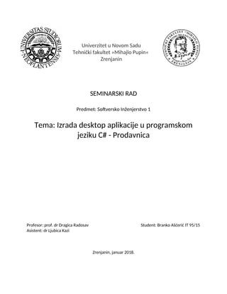 Izrada desktop aplikacije u programskom jeziku C# – Prodavnica
