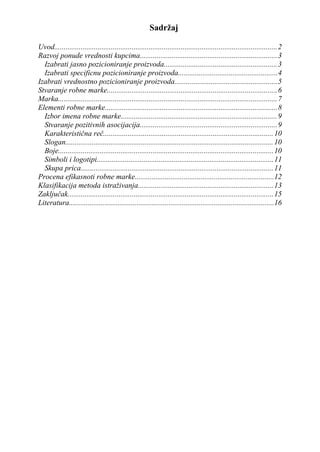 Ponuda vrednosti i zaštitini znak