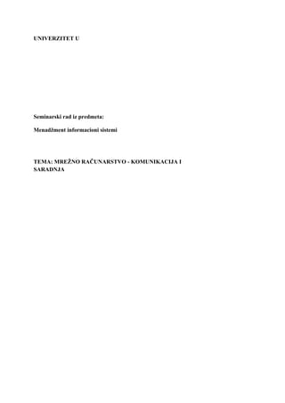 Mrežno računarstvo: komunikacija i saradnja