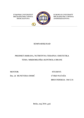 Mikrobiološka kontrola hrane