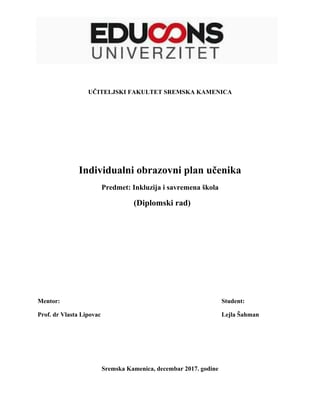 Individualni obrazovni plan učenika