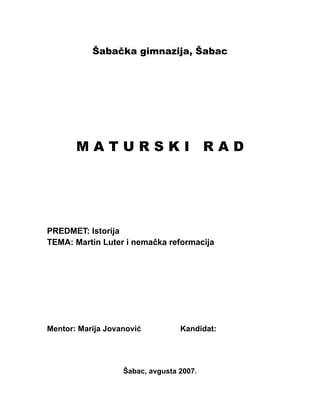 Martin Luter i nemačka reformacija