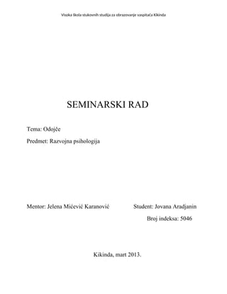 Razvoj odojčeta: psihološki aspekti