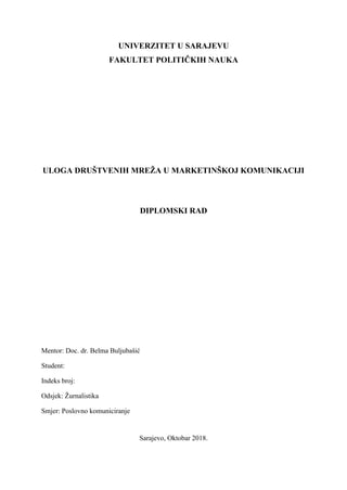 Uloga društvenih mreža u marketinškoj komunikaciji