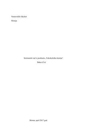 Bakar (cu): toksikološki aspekti