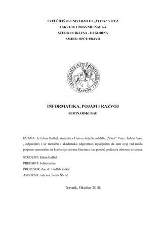 Informatika, pojam i razvoj