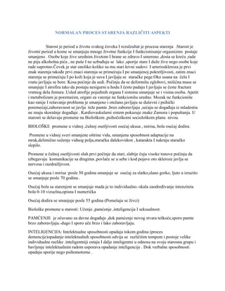 Normalan proces starenja: različiti aspekti