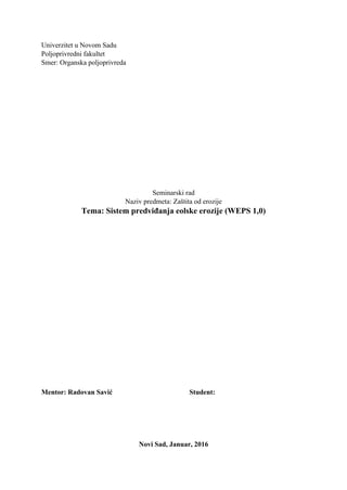 Sistem predviđanja eolske erozije