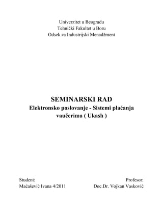 Elektronsko poslovanje – Sistemi plaćanja vaučerima ( Ukash )