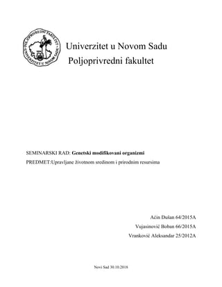 Genetski modifikovani organizmi