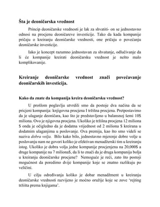 Šta je deoničarska vrednost i kako se meri