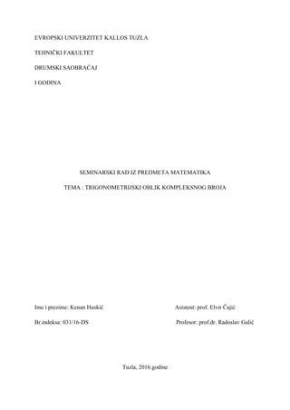 Trigonometrijski oblik kompleksnog broja