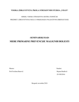 Mere primarne prevencije malignih bolesti