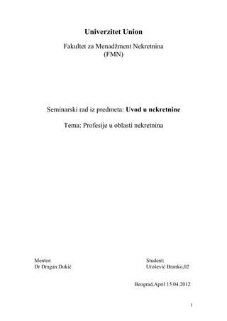 Profesije u oblasti nekretnina