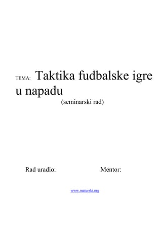 Taktika fudbala u napadu