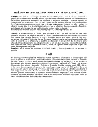 Trošarine na duhanske proizvode