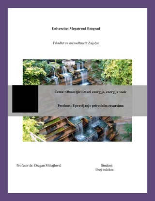 Obnovljivi izvori energije, energija vode