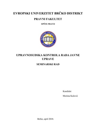 Upravno sudska kontrola rada javne uprave