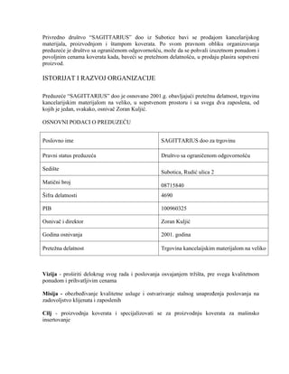 Stručna studentska praksa II u preduzeću SAGITTARIUS doo