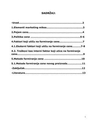 Cena kao instrument marketing mixa