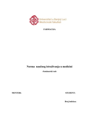 Norme naučnog istraživanja u medicini